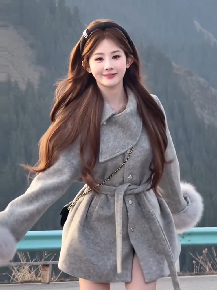 모방 여우털 니트 코트 여성 2026 겨울 새로운 목도리 칼라 작은 키 쇼트 스타일 재킷 한국 대외 무역 이미지 4