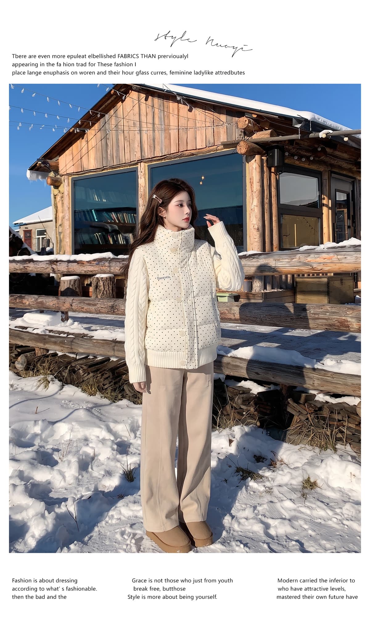 한 부서 달콤함 도트 무늬 니트 패치워크 긴팔 면 의류 여성 코트 겨울 루즈핏 두꺼운 쇼트 스타일 보온 패딩 재킷 상세 이미지 11