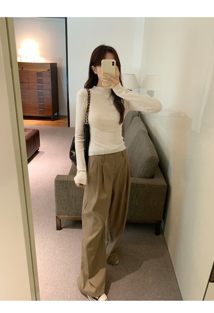 세련된 연령 감소 편안함 반하이넥 뽕나무 누에 실크 대양 털 인사이드 가져 가라. 여성 가을 새로운 몸매 가꾸기 슬림해 보이는 긴팔 기본 셔츠 상세 이미지 1