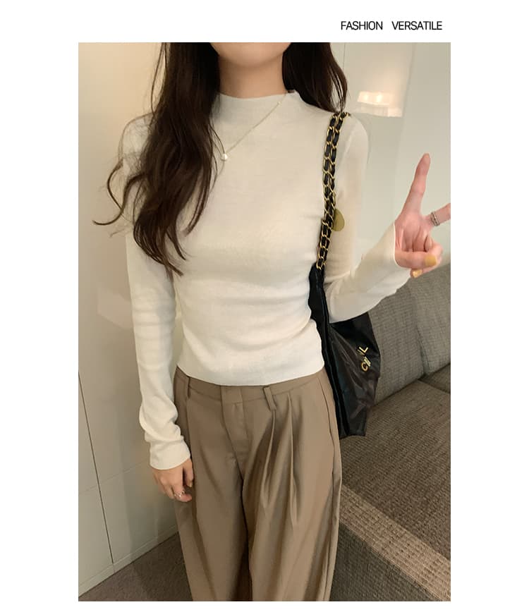 세련된 연령 감소 편안함 반하이넥 뽕나무 누에 실크 대양 털 인사이드 가져 가라. 여성 가을 새로운 몸매 가꾸기 슬림해 보이는 긴팔 기본 셔츠 상세 이미지 6