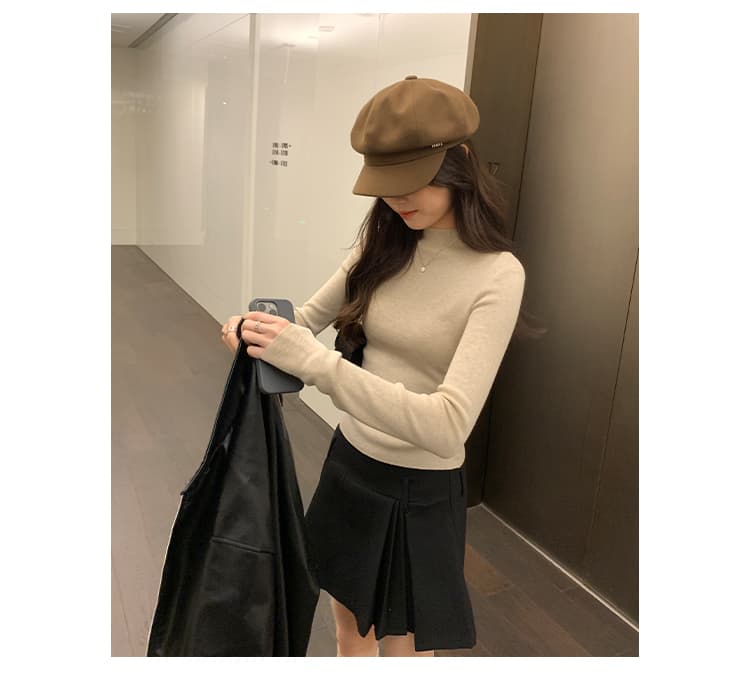 세련된 연령 감소 편안함 반하이넥 뽕나무 누에 실크 대양 털 인사이드 가져 가라. 여성 가을 새로운 몸매 가꾸기 슬림해 보이는 긴팔 기본 셔츠 상세 이미지 7