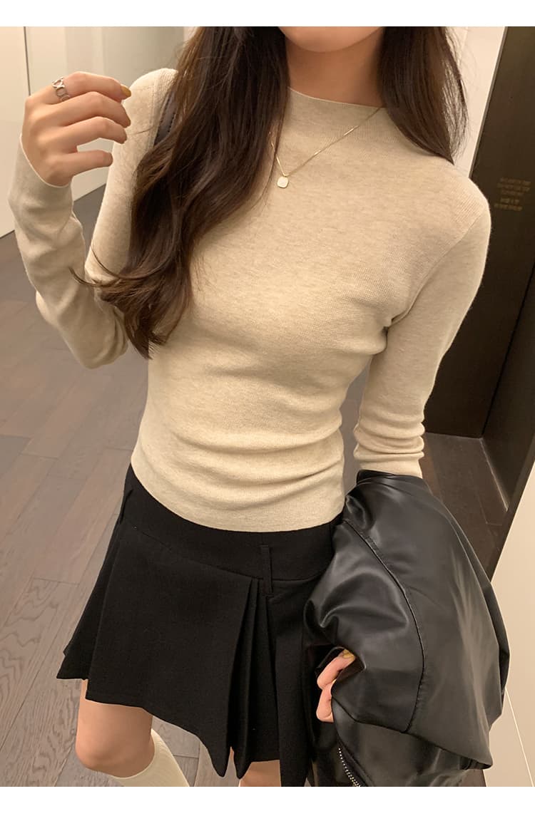 세련된 연령 감소 편안함 반하이넥 뽕나무 누에 실크 대양 털 인사이드 가져 가라. 여성 가을 새로운 몸매 가꾸기 슬림해 보이는 긴팔 기본 셔츠 상세 이미지 8