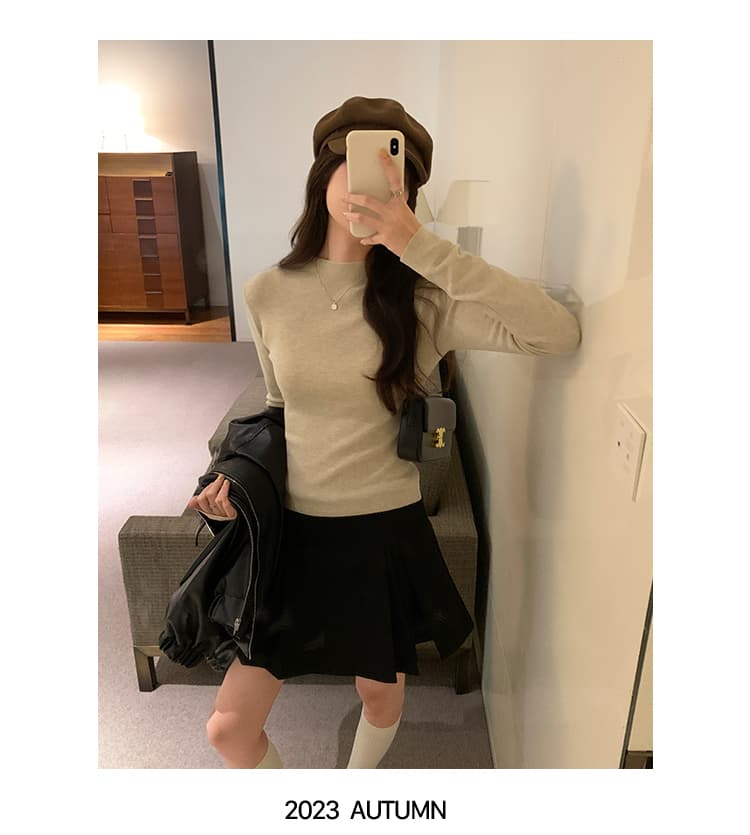 세련된 연령 감소 편안함 반하이넥 뽕나무 누에 실크 대양 털 인사이드 가져 가라. 여성 가을 새로운 몸매 가꾸기 슬림해 보이는 긴팔 기본 셔츠 상세 이미지 12