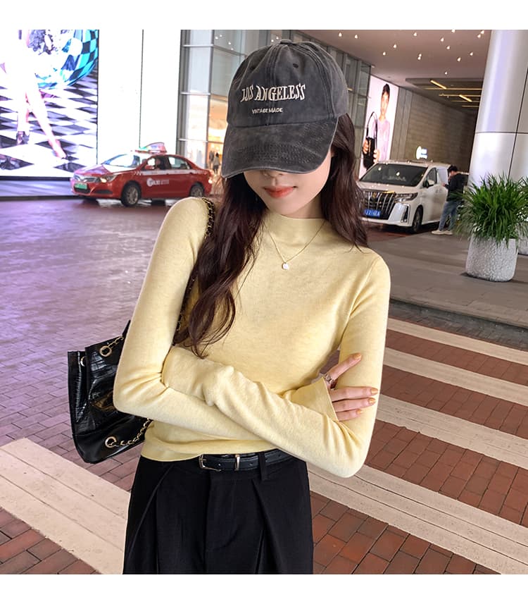 세련된 연령 감소 편안함 반하이넥 뽕나무 누에 실크 대양 털 인사이드 가져 가라. 여성 가을 새로운 몸매 가꾸기 슬림해 보이는 긴팔 기본 셔츠 상세 이미지 13