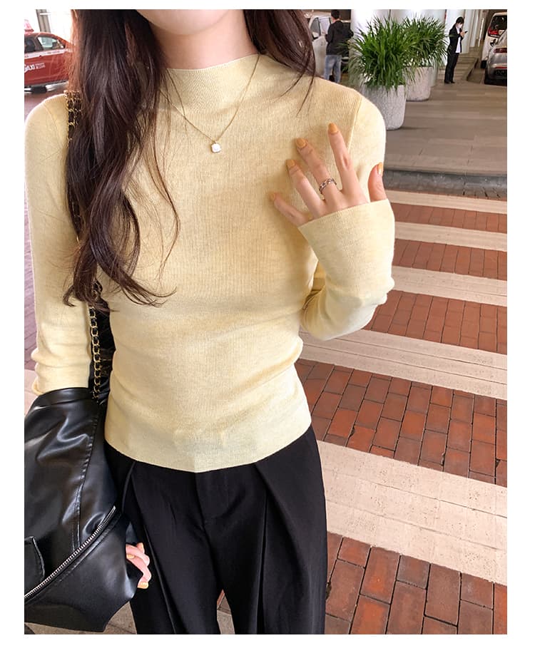 세련된 연령 감소 편안함 반하이넥 뽕나무 누에 실크 대양 털 인사이드 가져 가라. 여성 가을 새로운 몸매 가꾸기 슬림해 보이는 긴팔 기본 셔츠 상세 이미지 15