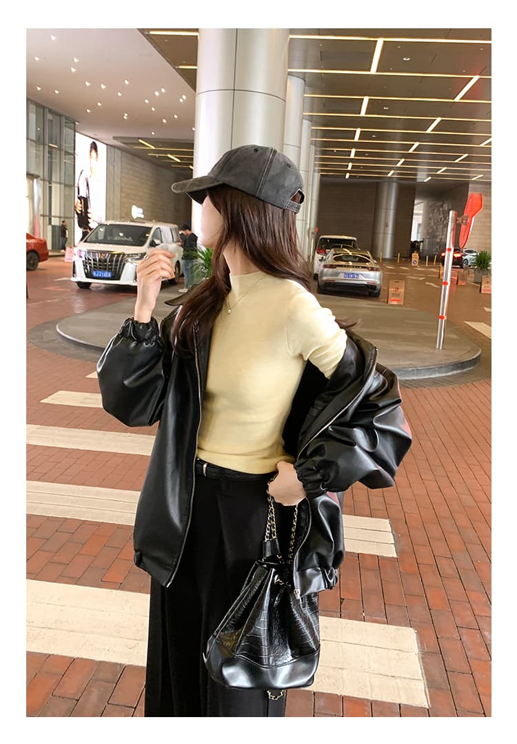 세련된 연령 감소 편안함 반하이넥 뽕나무 누에 실크 대양 털 인사이드 가져 가라. 여성 가을 새로운 몸매 가꾸기 슬림해 보이는 긴팔 기본 셔츠 상세 이미지 17