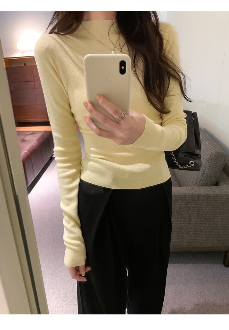 세련된 연령 감소 편안함 반하이넥 뽕나무 누에 실크 대양 털 인사이드 가져 가라. 여성 가을 새로운 몸매 가꾸기 슬림해 보이는 긴팔 기본 셔츠 상세 이미지 18