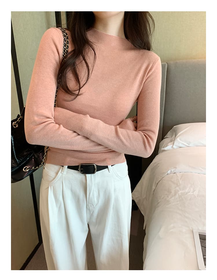 세련된 연령 감소 편안함 반하이넥 뽕나무 누에 실크 대양 털 인사이드 가져 가라. 여성 가을 새로운 몸매 가꾸기 슬림해 보이는 긴팔 기본 셔츠 상세 이미지 20