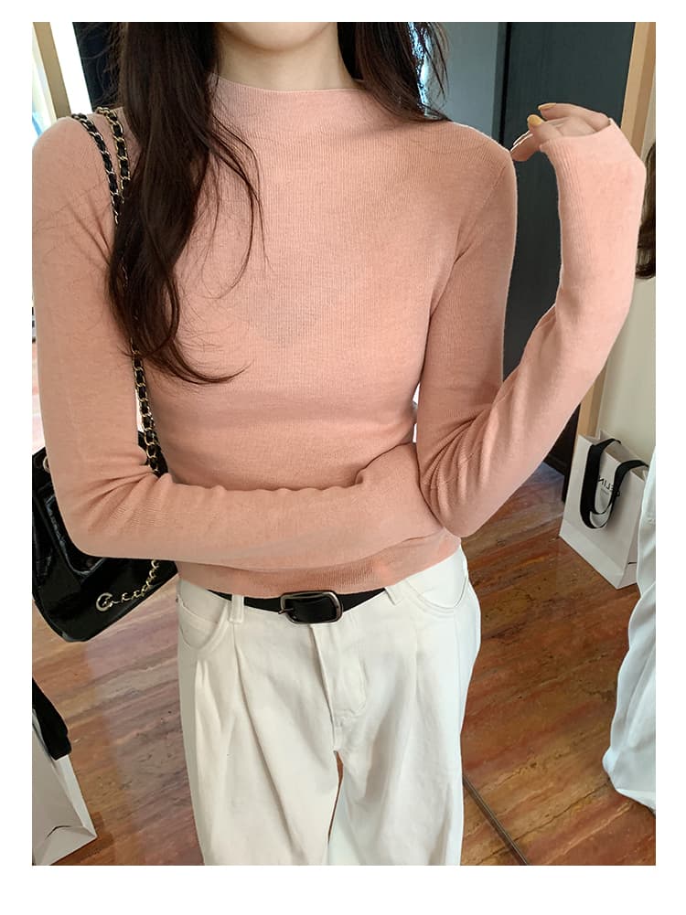 세련된 연령 감소 편안함 반하이넥 뽕나무 누에 실크 대양 털 인사이드 가져 가라. 여성 가을 새로운 몸매 가꾸기 슬림해 보이는 긴팔 기본 셔츠 상세 이미지 21