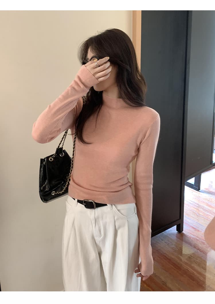 세련된 연령 감소 편안함 반하이넥 뽕나무 누에 실크 대양 털 인사이드 가져 가라. 여성 가을 새로운 몸매 가꾸기 슬림해 보이는 긴팔 기본 셔츠 상세 이미지 23