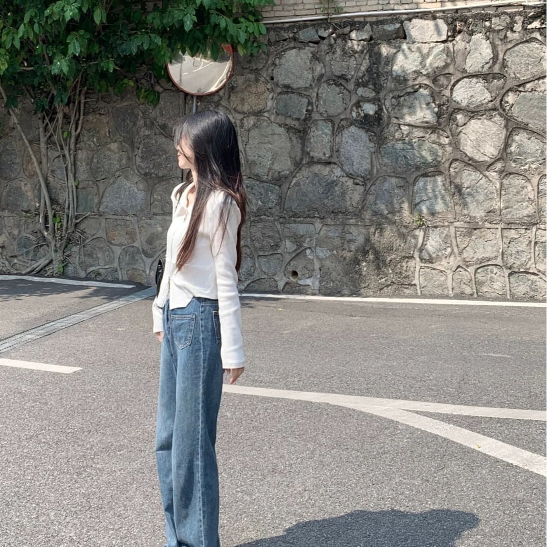 있음 선적 리브 봄 아메리칸 긍정적 인 어깨 POLO 칼라 외출용 긴팔 여성 짧은 이미지 5
