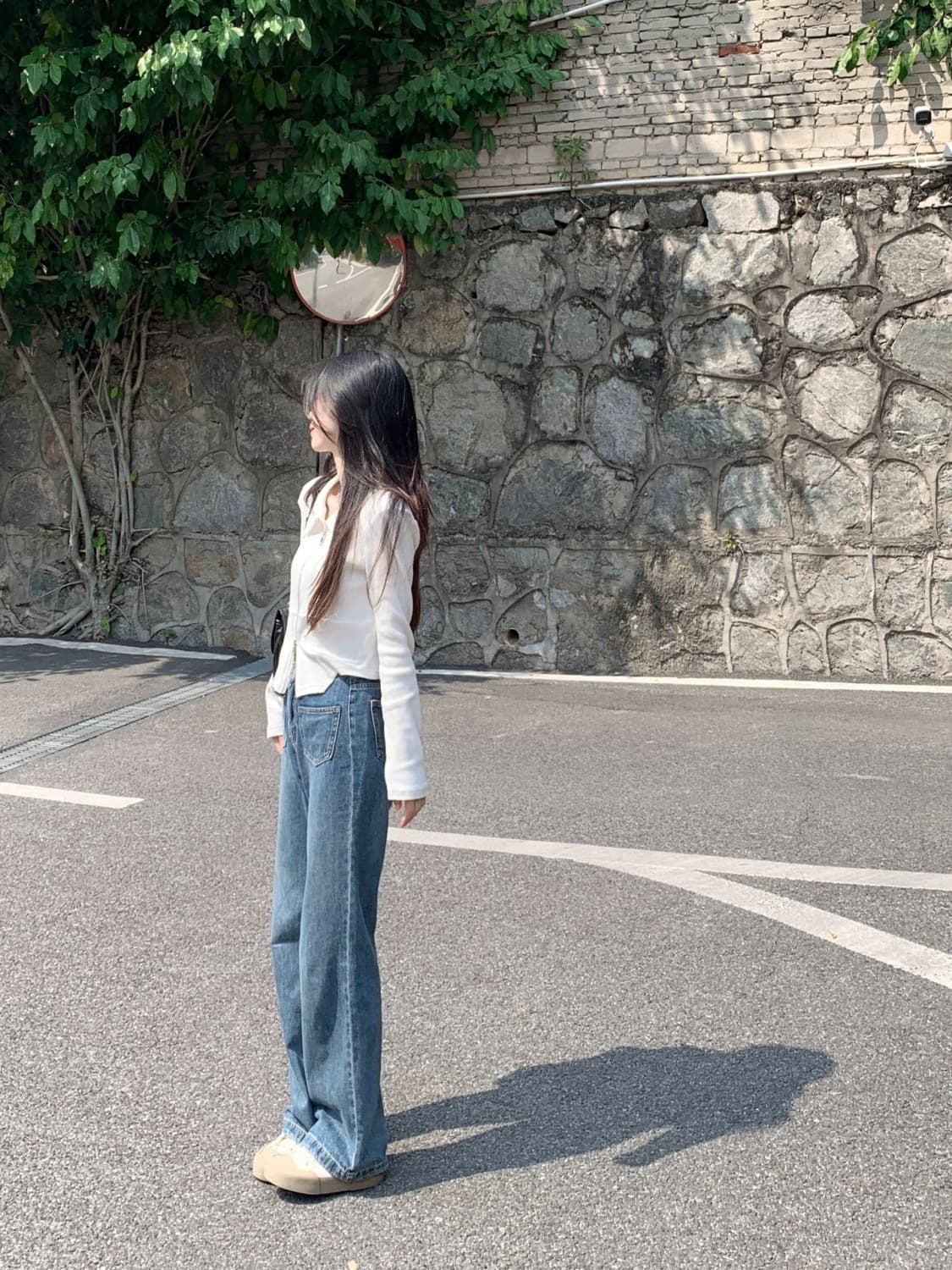 있음 선적 리브 봄 아메리칸 긍정적 인 어깨 POLO 칼라 외출용 긴팔 여성 짧은 상세 이미지 5