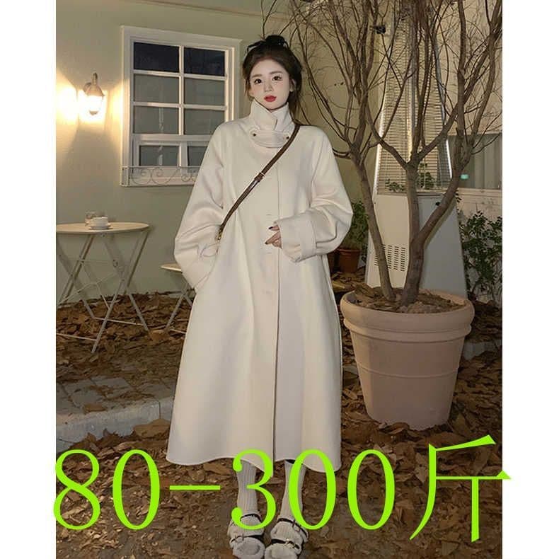 2026 가을 겨울 의류 새로운 루즈핏 세련된 통통한 여동생 빅 사이즈 중년 그는 벤 바람 한국 스타일 루즈핏 모직 코트 이미지 2