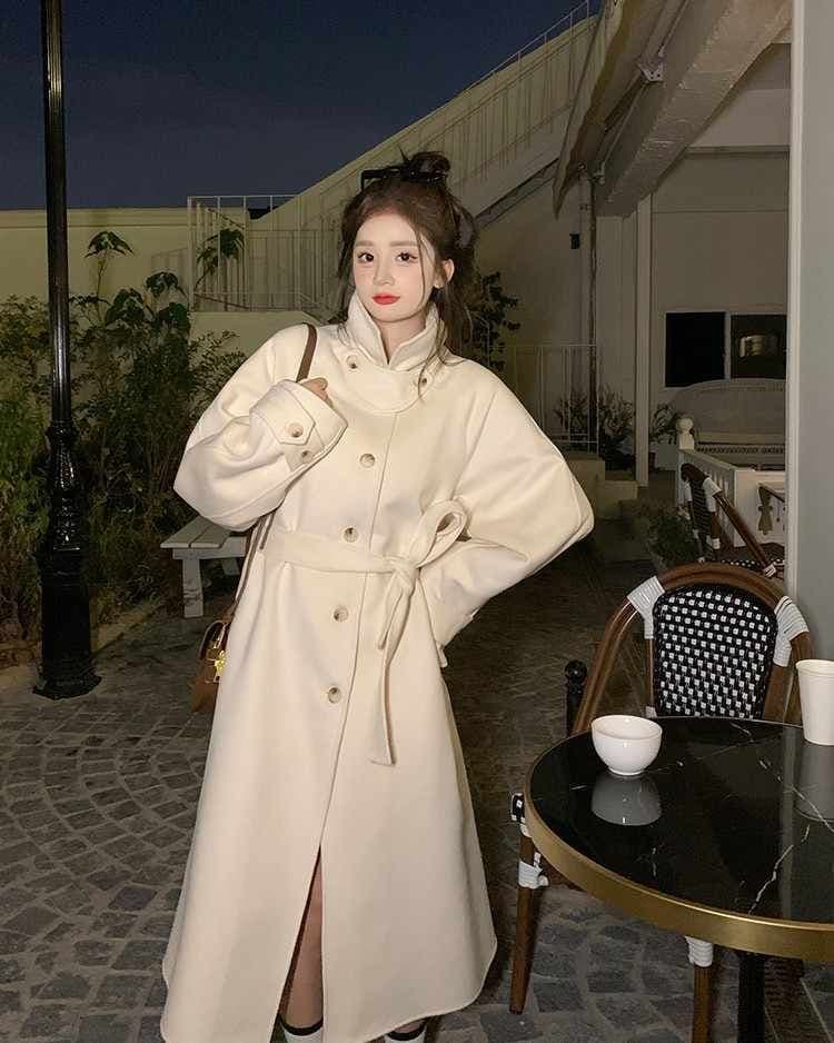 2026 가을 겨울 의류 새로운 루즈핏 세련된 통통한 여동생 빅 사이즈 중년 그는 벤 바람 한국 스타일 루즈핏 모직 코트 상세 이미지 8