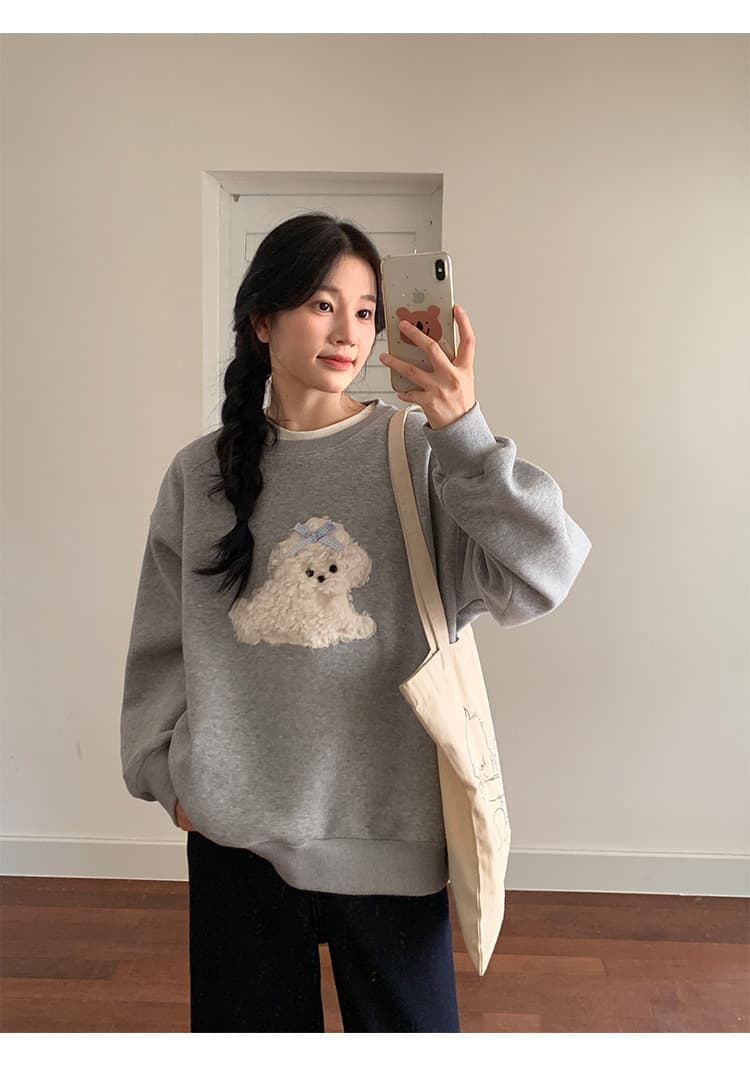 이후 테두리 원본 품질 순면 두꺼운 복합 비 반사 원단 긴팔 티셔츠 여성 상세 이미지 2