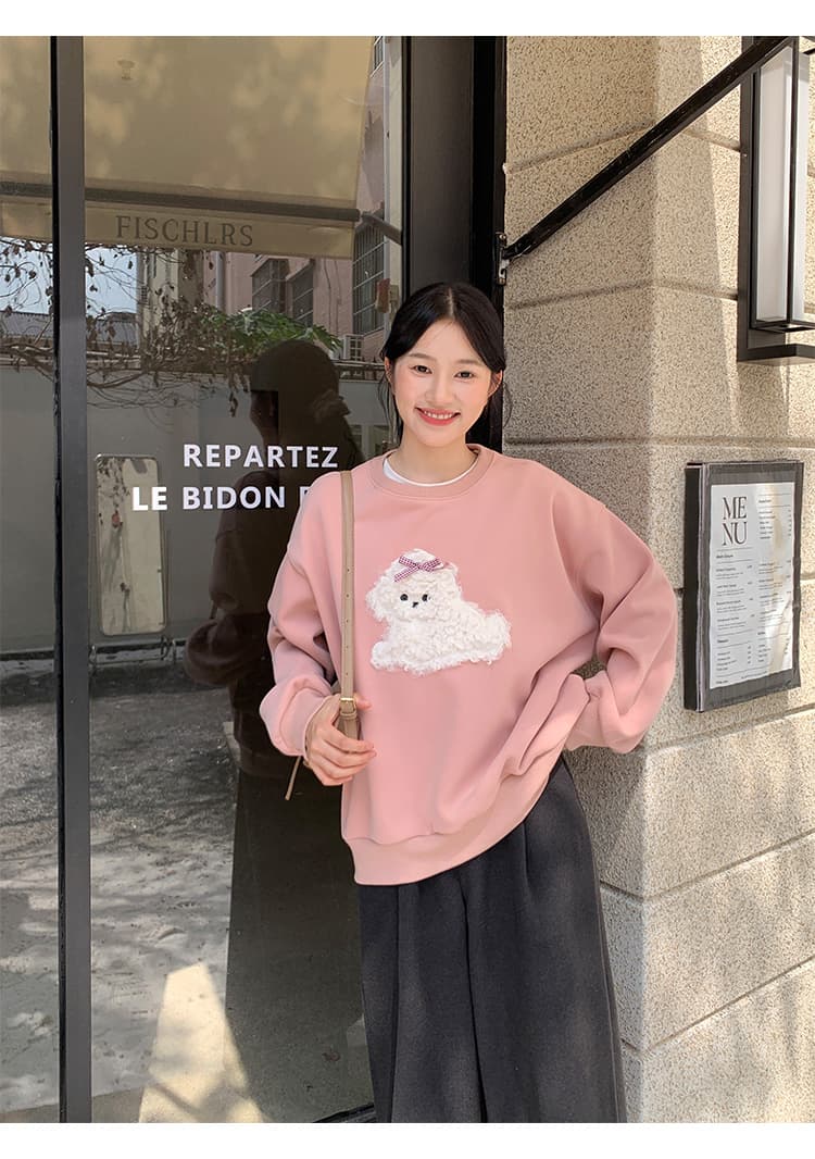 이후 테두리 원본 품질 순면 두꺼운 복합 비 반사 원단 긴팔 티셔츠 여성 상세 이미지 11