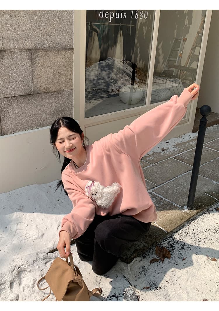 이후 테두리 원본 품질 순면 두꺼운 복합 비 반사 원단 긴팔 티셔츠 여성 상세 이미지 12