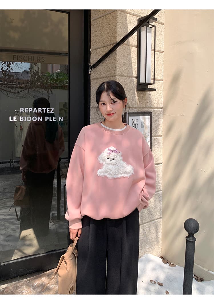 이후 테두리 원본 품질 순면 두꺼운 복합 비 반사 원단 긴팔 티셔츠 여성 상세 이미지 17