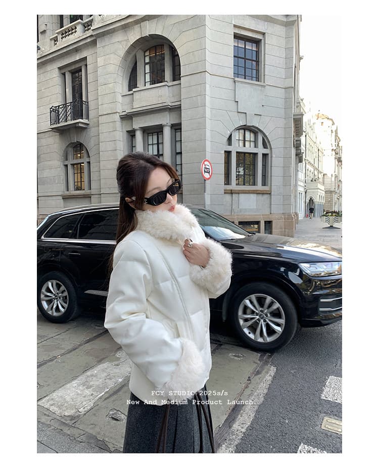 새로운 모피 칼라 아래 면화 의류 여성 겨울 화이트 목화 진딧물 코트 외국 가스 고유 한 면 옷 보온 쇼트 스타일 상세 이미지 7