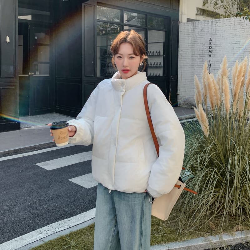인터넷 그림 파란색 면 의류 여성 겨울 2026 새로운 올해 인기 디자인 센스 작은 대중 패딩 재킷 작은 키 폭발 이미지 4