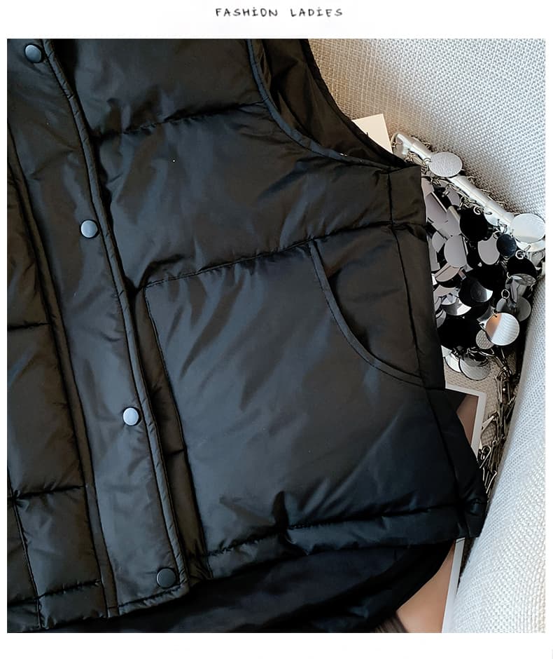 송 긍정적 인 En 살구 색상 다운 코튼 조끼 조끼 여자 겨울 외부 가져 가라. 작은 키 루즈핏 외출용 어깨 조끼 재킷 상세 이미지 18