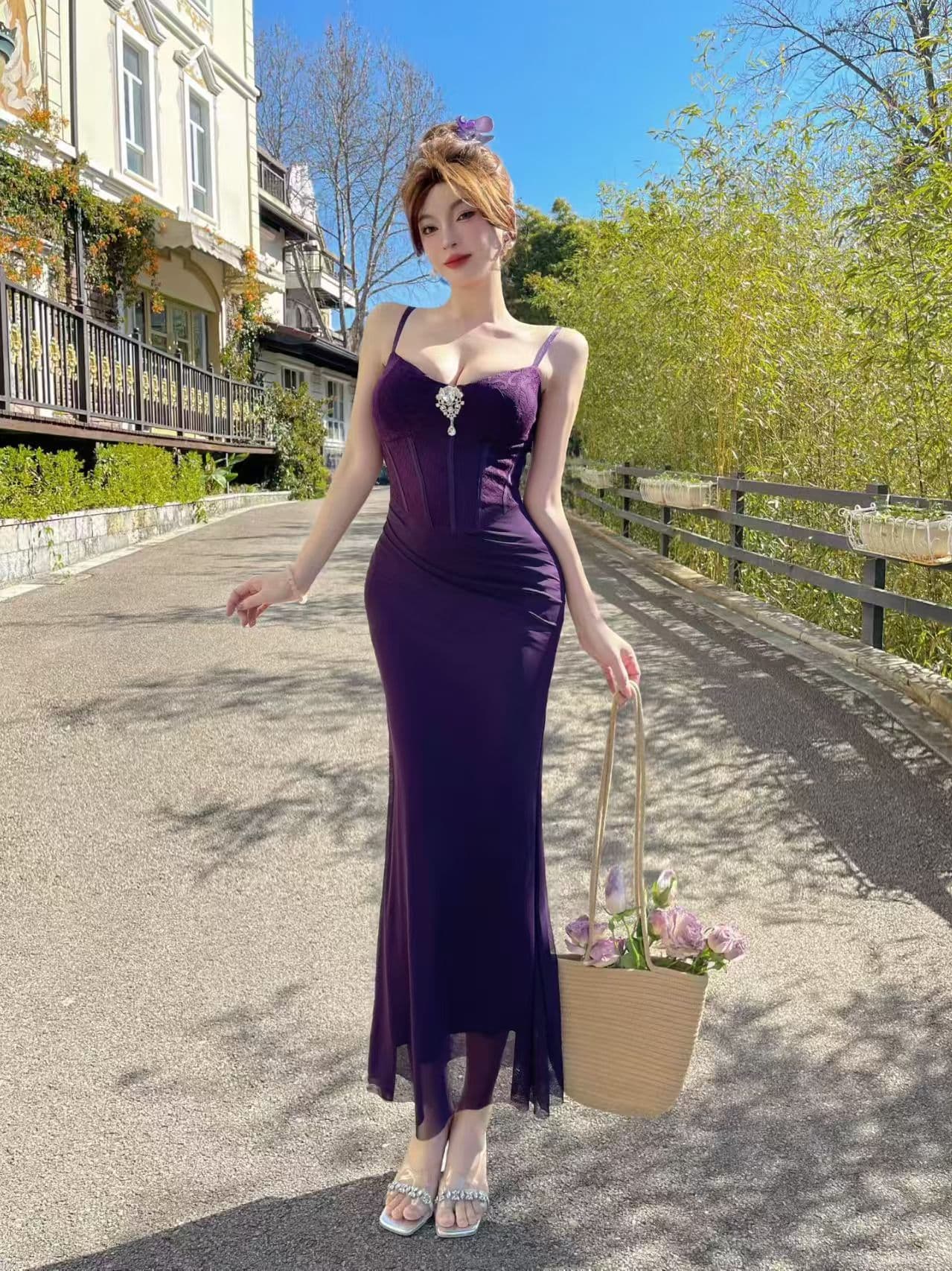 프랑스식 아름다운 고급 빛 럭셔리 예복 치마 섹시함 순수한 욕망 핫걸 허리 수축 슬림해 보이는 품격 패션 슬립 드레스 상세 이미지 20
