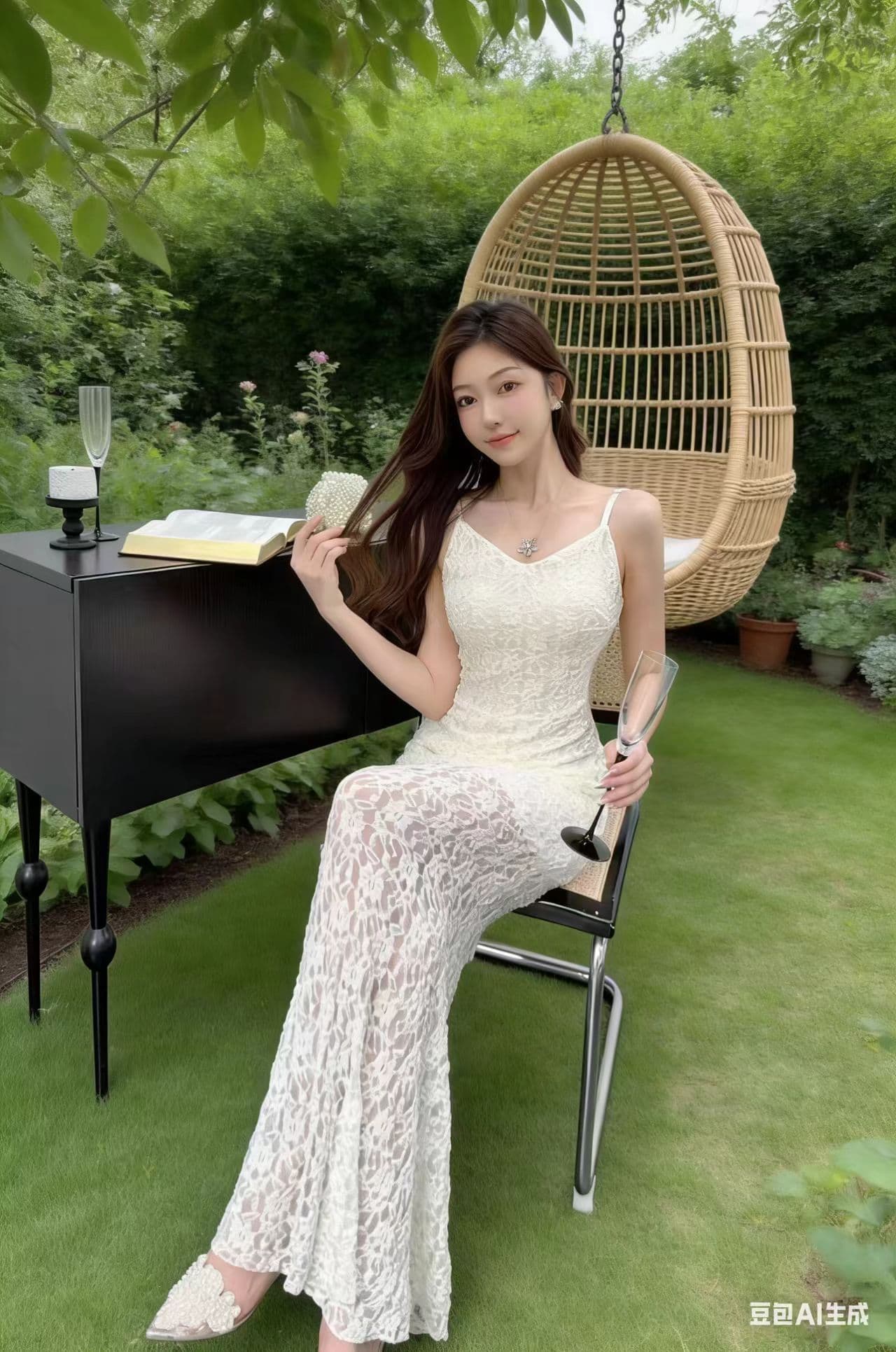 프랑스식 레트로 섹시함 레이스 홀로우 아웃 몸매 가꾸기 타이트 스커트 인어 꼬리 슬립 롱 스커트 품격 고급 센스 슬립 드레스 상세 이미지 3