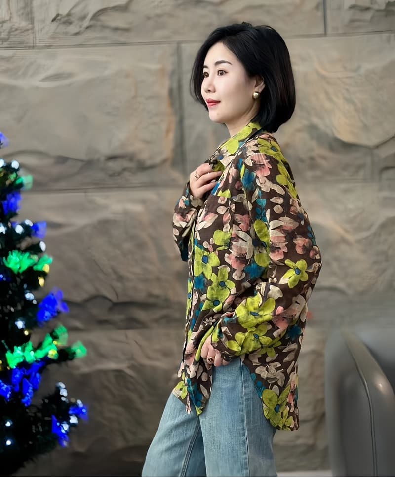 인터넷 유명인 폭발 봄 새로운 패션 품격 루즈핏 다용도 프린트 여성 셔츠 상세 이미지 3