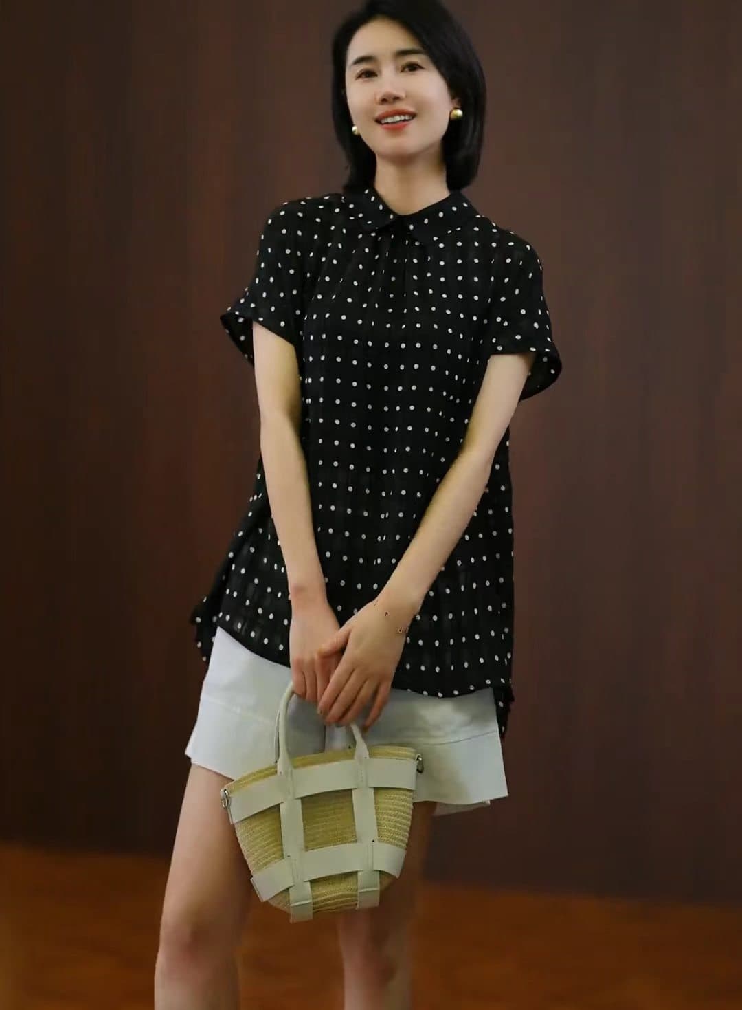 파리 거리 빛 럭셔리 품격 양면 착용 도트 무늬 셔츠 고급 센스 프린트 맨위 상세 이미지 4