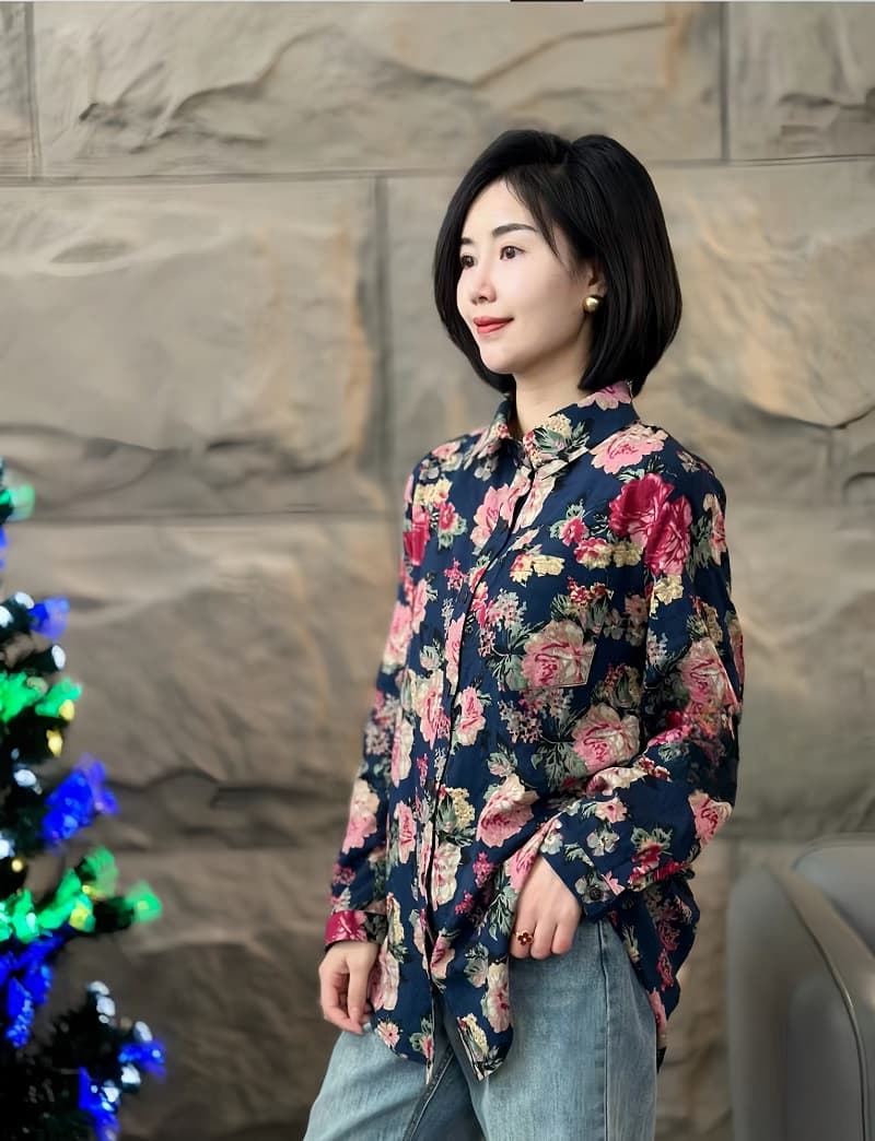 새로운 캐주얼 루즈핏 품격 다용도 프린트 여성 셔츠 상세 이미지 5