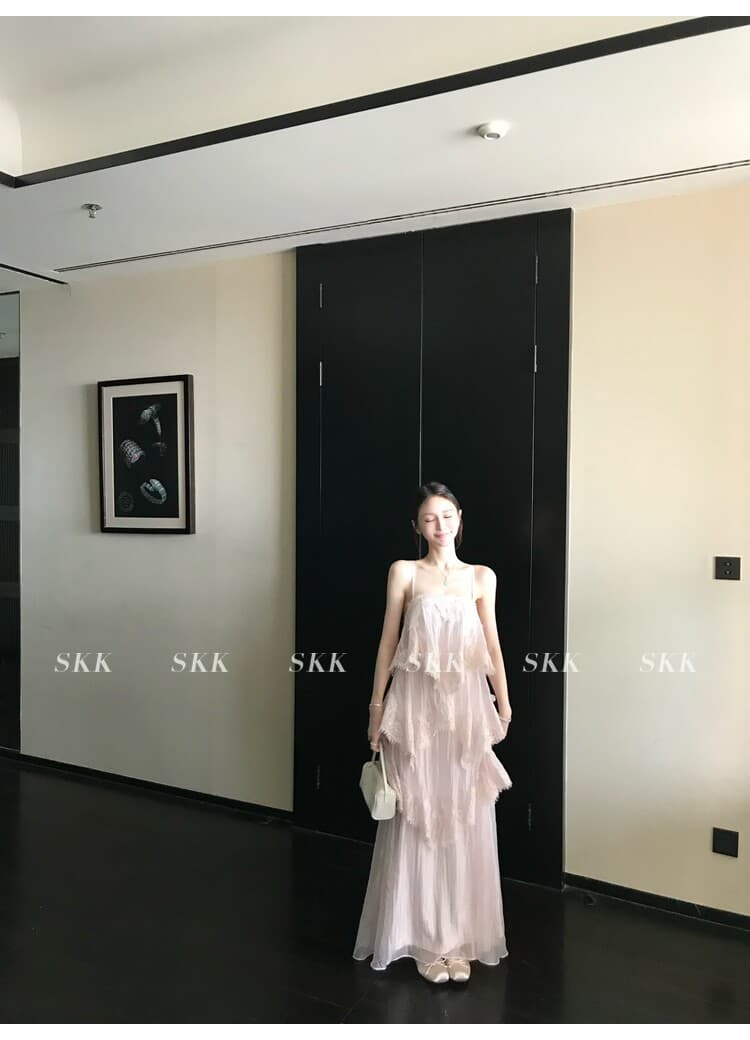skk store 인시 튜 수여 됨 aj 높음 제품 질감 무거운 작업 레이스 슬립 드레스 길다 상세 이미지 6