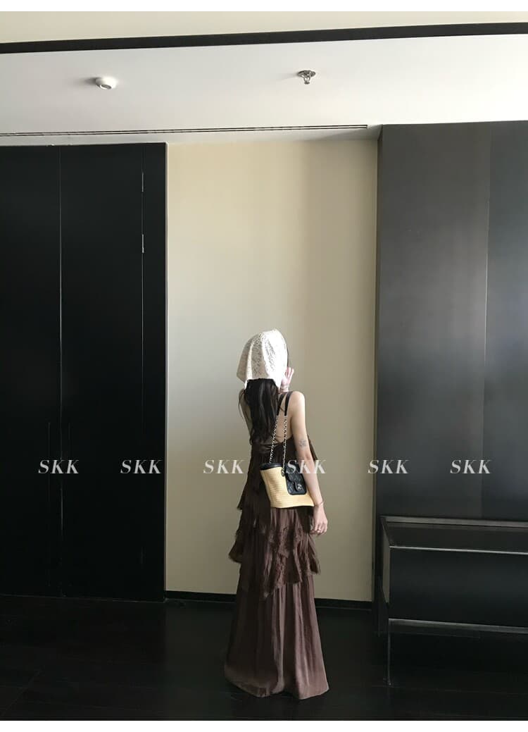 skk store 인시 튜 수여 됨 aj 높음 제품 질감 무거운 작업 레이스 슬립 드레스 길다 상세 이미지 13