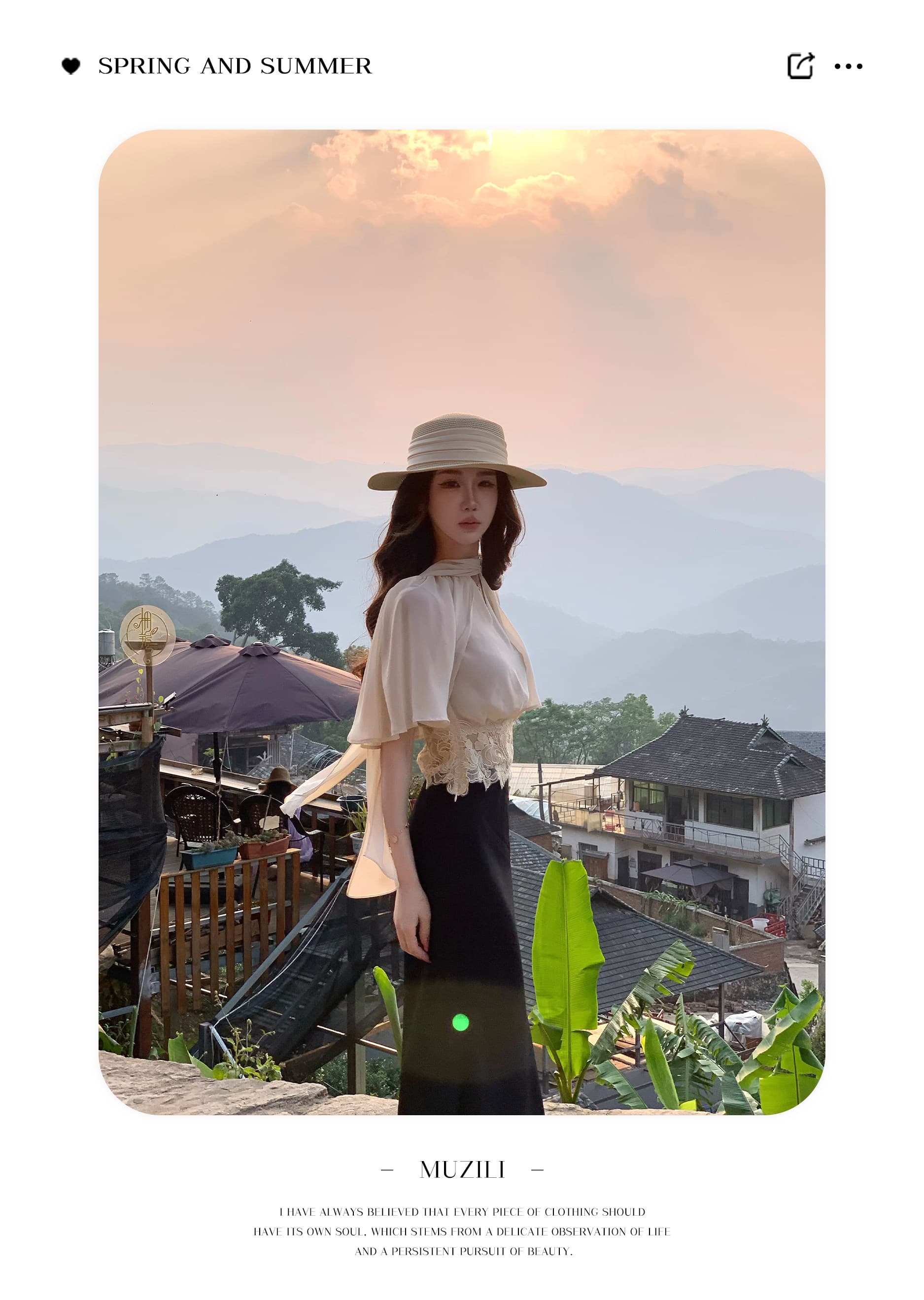 무쯔리 목자이 ~ 중 리 부드러운 외국 가스 작은 날다 소매 허리 수축 쇼트 스타일 품격 레이스 레이스 패치워크 쉬폰 톱 여성 여름 상세 이미지 22
