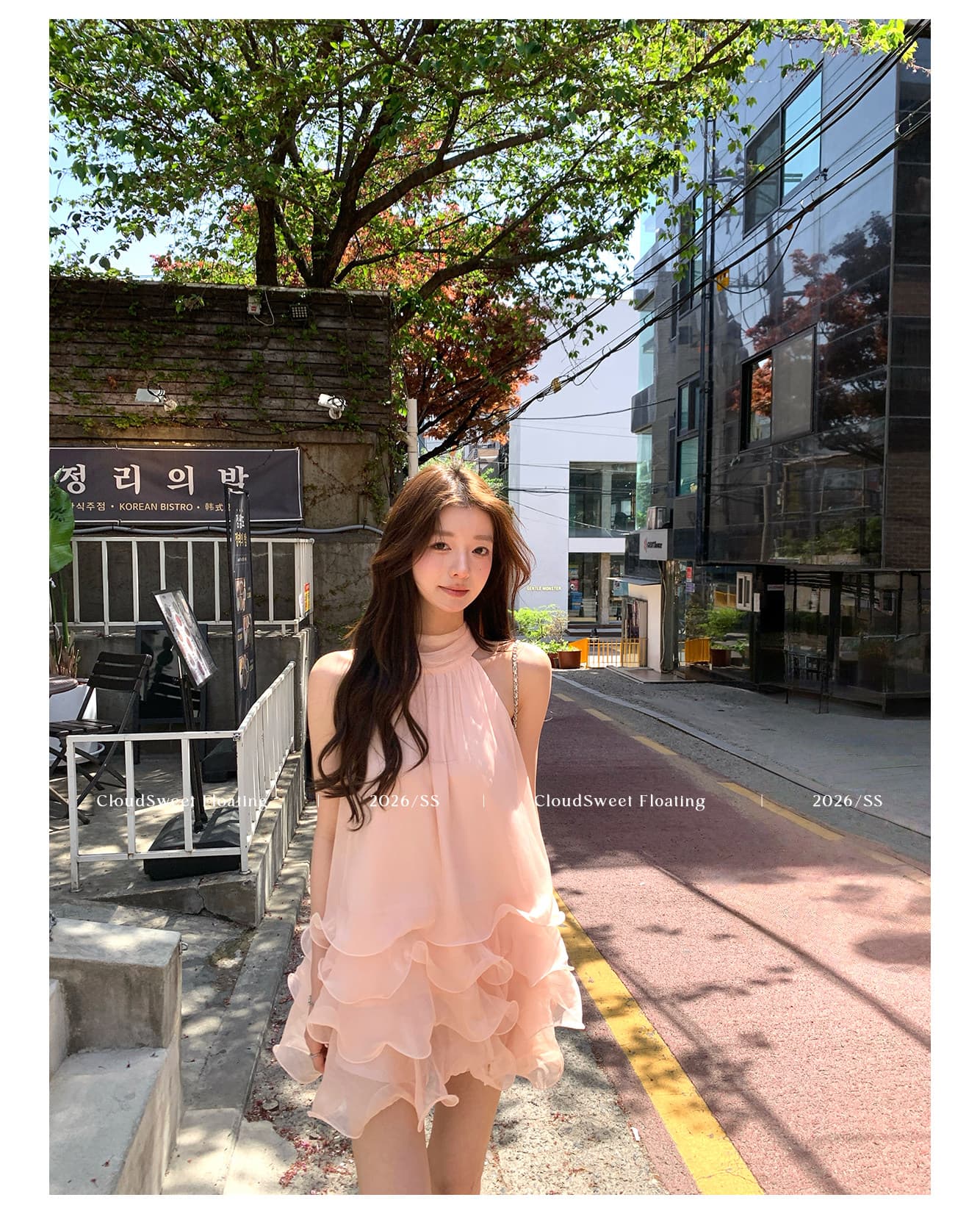 cloudsweet 흰 구름 달콤한 릴리 오브 더 밸리 여름 머리말 분위기 센스 핑크색 행침 목 드레스 민소매 쇼트 스타일 케이크 드레스
