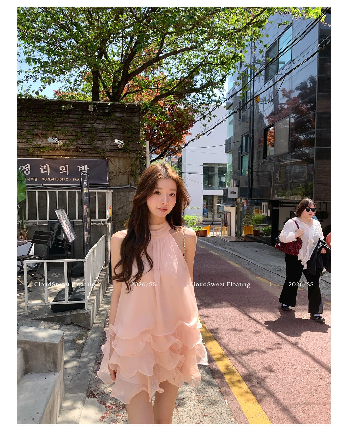 cloudsweet 흰 구름 달콤한 릴리 오브 더 밸리 여름 머리말 분위기 센스 핑크색 행침 목 드레스 민소매 쇼트 스타일 케이크 드레스 상세 이미지 4