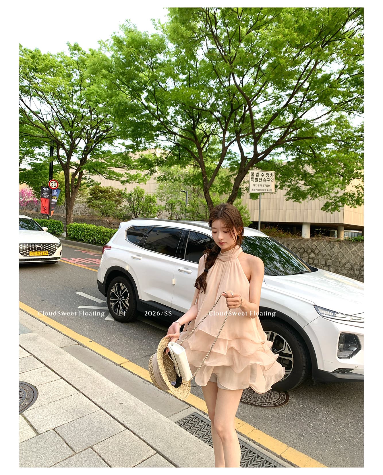 cloudsweet 흰 구름 달콤한 릴리 오브 더 밸리 여름 머리말 분위기 센스 핑크색 행침 목 드레스 민소매 쇼트 스타일 케이크 드레스 상세 이미지 20