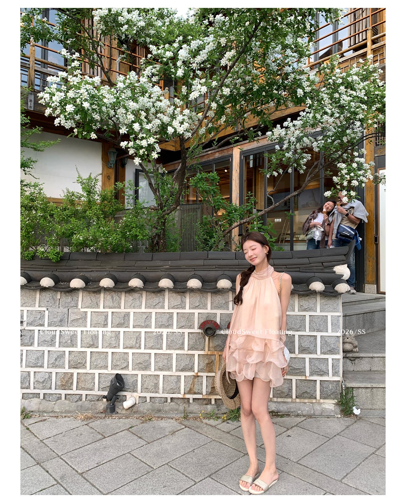 cloudsweet 흰 구름 달콤한 릴리 오브 더 밸리 여름 머리말 분위기 센스 핑크색 행침 목 드레스 민소매 쇼트 스타일 케이크 드레스 상세 이미지 21