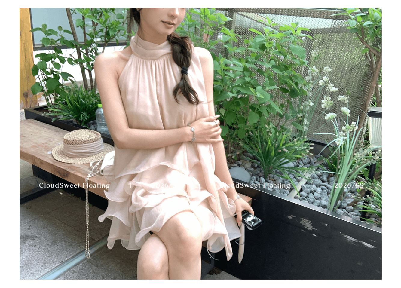 cloudsweet 흰 구름 달콤한 릴리 오브 더 밸리 여름 머리말 분위기 센스 핑크색 행침 목 드레스 민소매 쇼트 스타일 케이크 드레스 상세 이미지 22