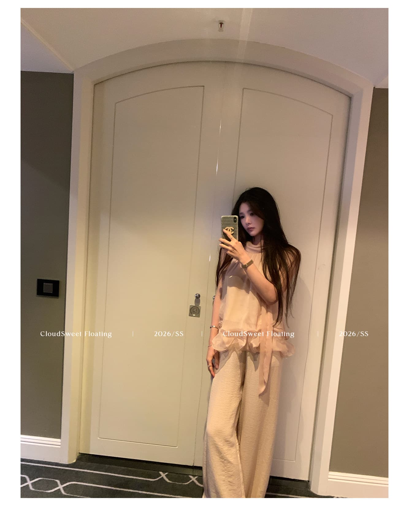 cloudsweet 흰 구름 달콤한 릴리 오브 더 밸리 여름 머리말 분위기 센스 핑크색 행침 목 드레스 민소매 쇼트 스타일 케이크 드레스 상세 이미지 34