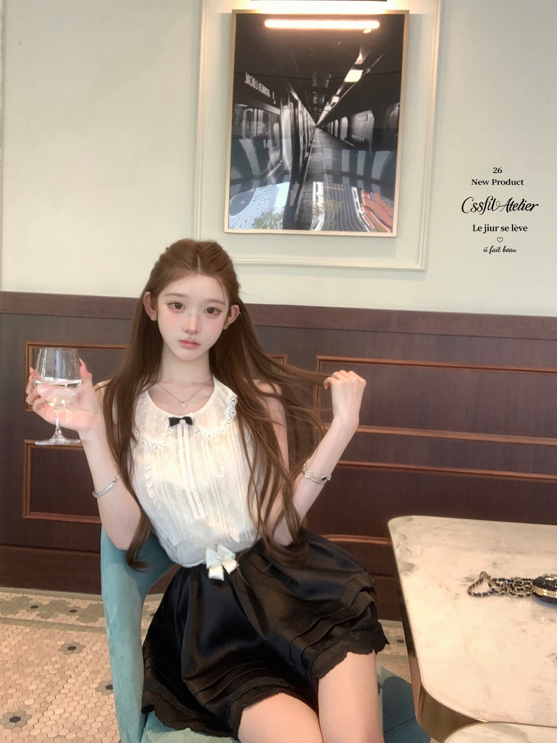늦게 우산 우산 26 ss 한여름 캡처 꿈 인터넷 jor a 민소매 반팔 베이비 칼라 무거운 작업 망사 품격 맨위 상세 이미지 4