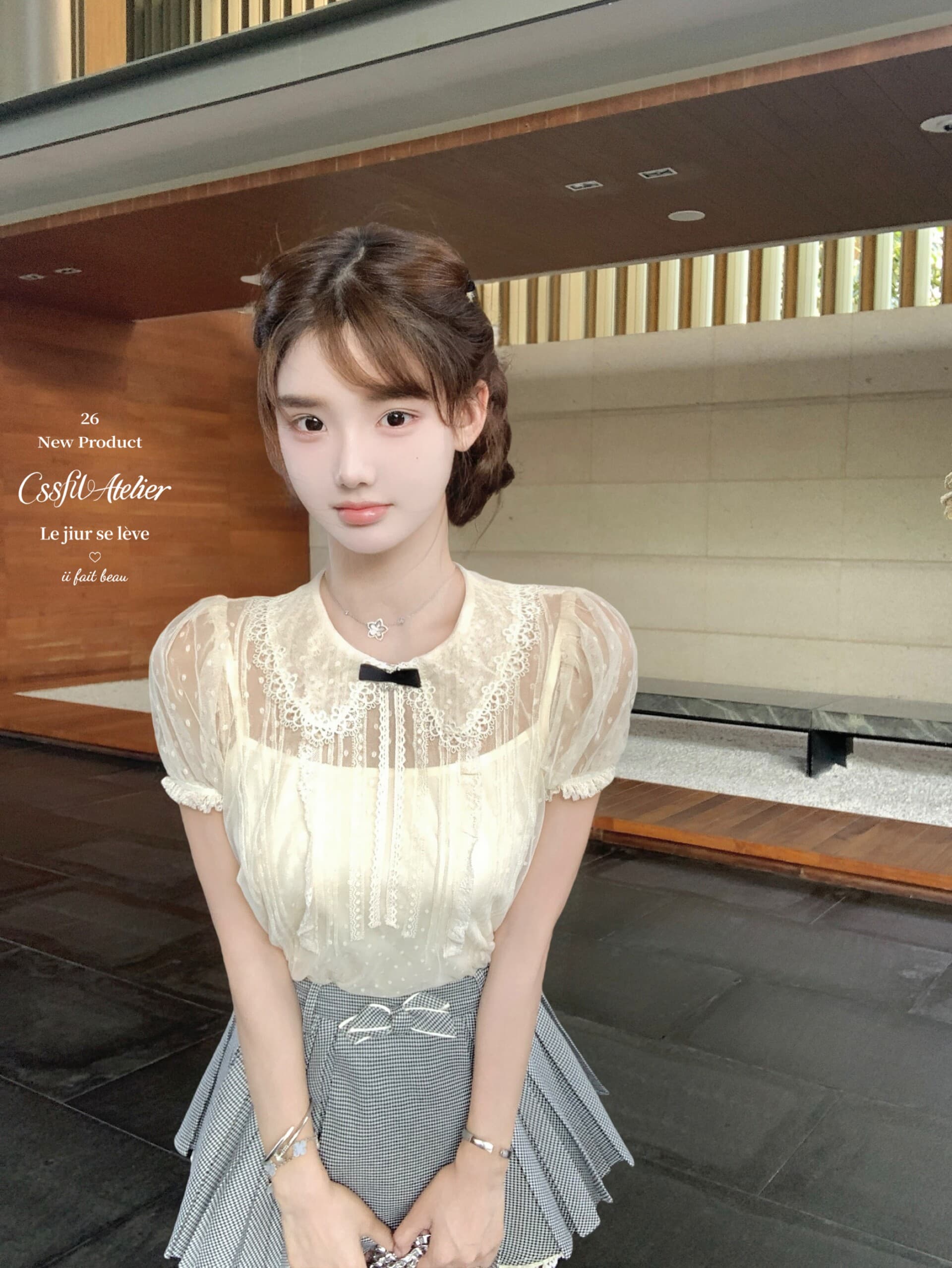 늦게 우산 우산 26 ss 한여름 캡처 꿈 인터넷 jor a 민소매 반팔 베이비 칼라 무거운 작업 망사 품격 맨위 상세 이미지 16