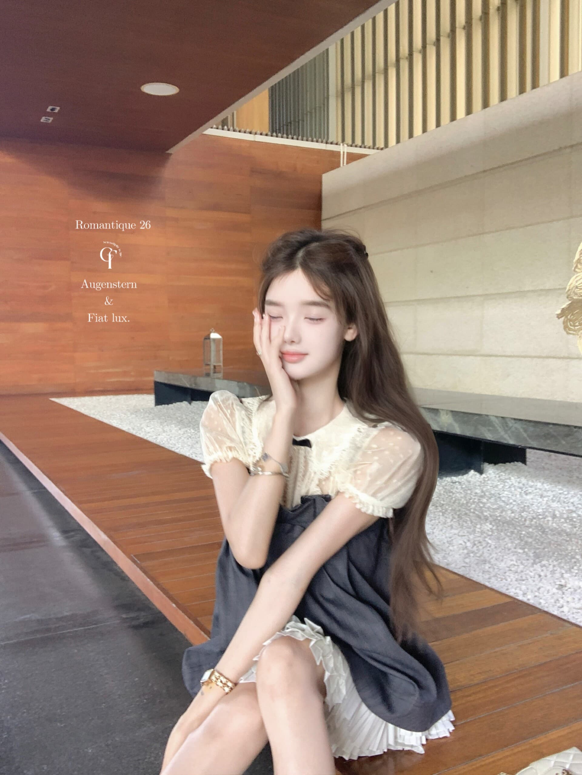 늦게 우산 우산 26 ss 梦回 롱 아일랜드 jor a 약화 된 양모 맞춤 체크무늬 3층 플리츠 슬립 드레스 미니 스커트 상세 이미지 8
