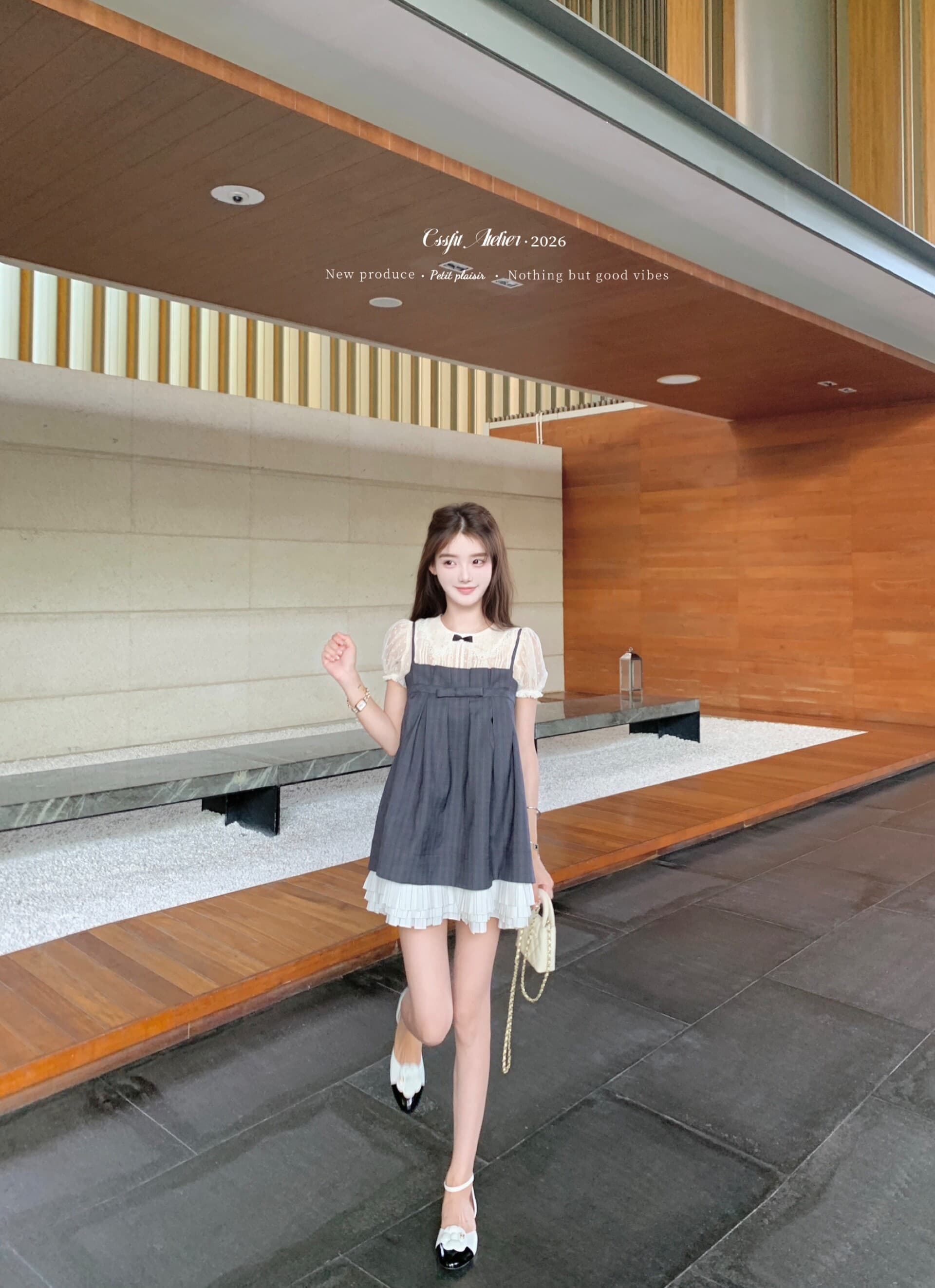 늦게 우산 우산 26 ss 梦回 롱 아일랜드 jor a 약화 된 양모 맞춤 체크무늬 3층 플리츠 슬립 드레스 미니 스커트 상세 이미지 13