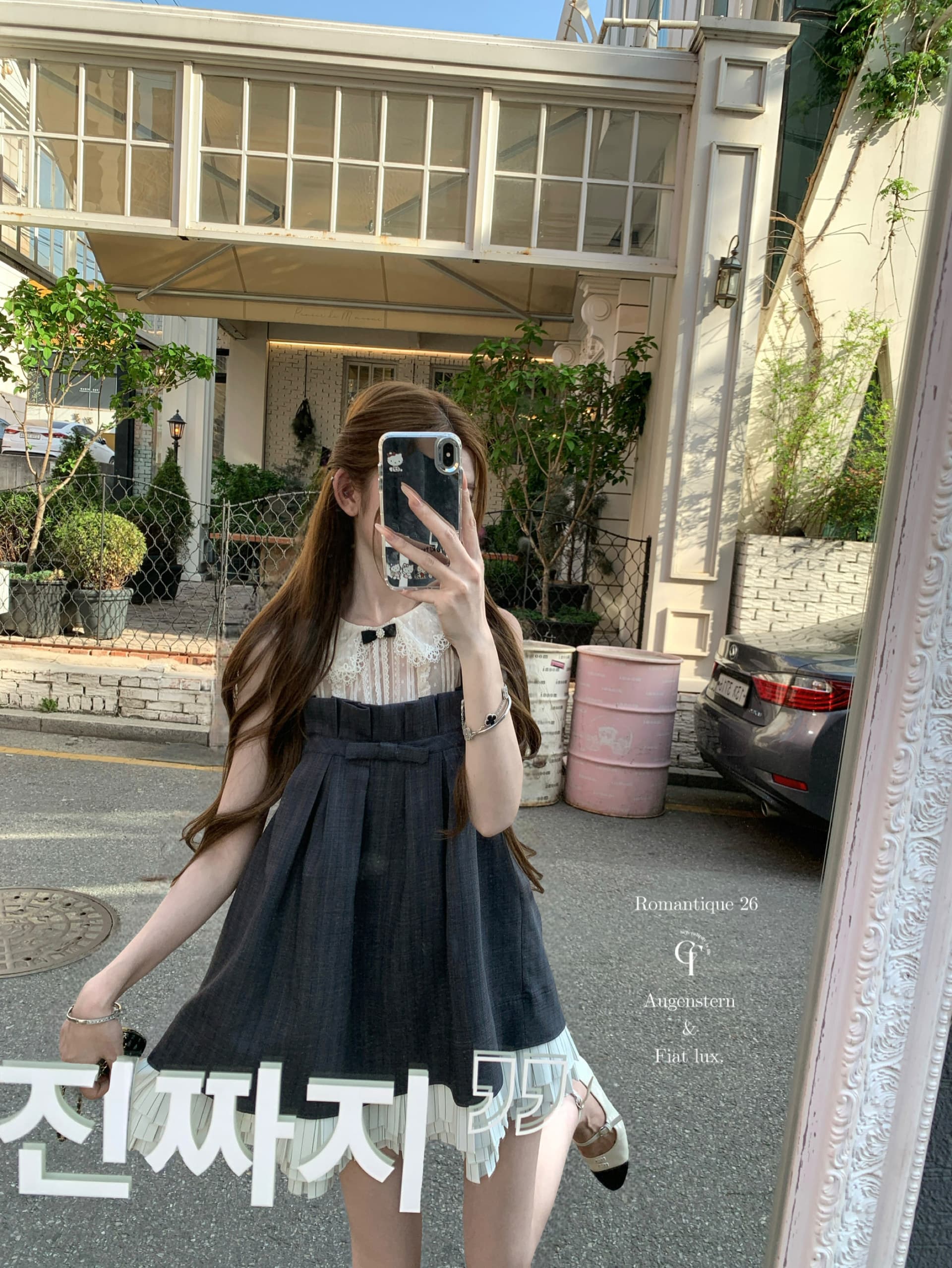 늦게 우산 우산 26 ss 梦回 롱 아일랜드 jor a 약화 된 양모 맞춤 체크무늬 3층 플리츠 슬립 드레스 미니 스커트 상세 이미지 28