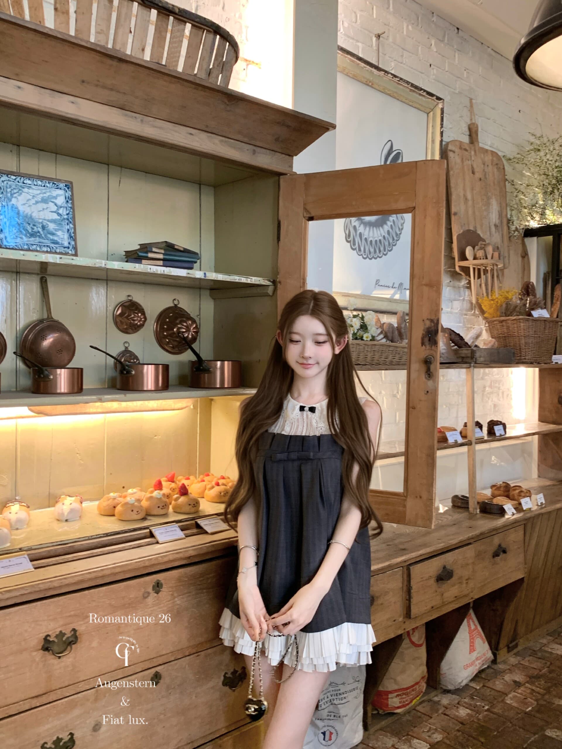 늦게 우산 우산 26 ss 梦回 롱 아일랜드 jor a 약화 된 양모 맞춤 체크무늬 3층 플리츠 슬립 드레스 미니 스커트 상세 이미지 38