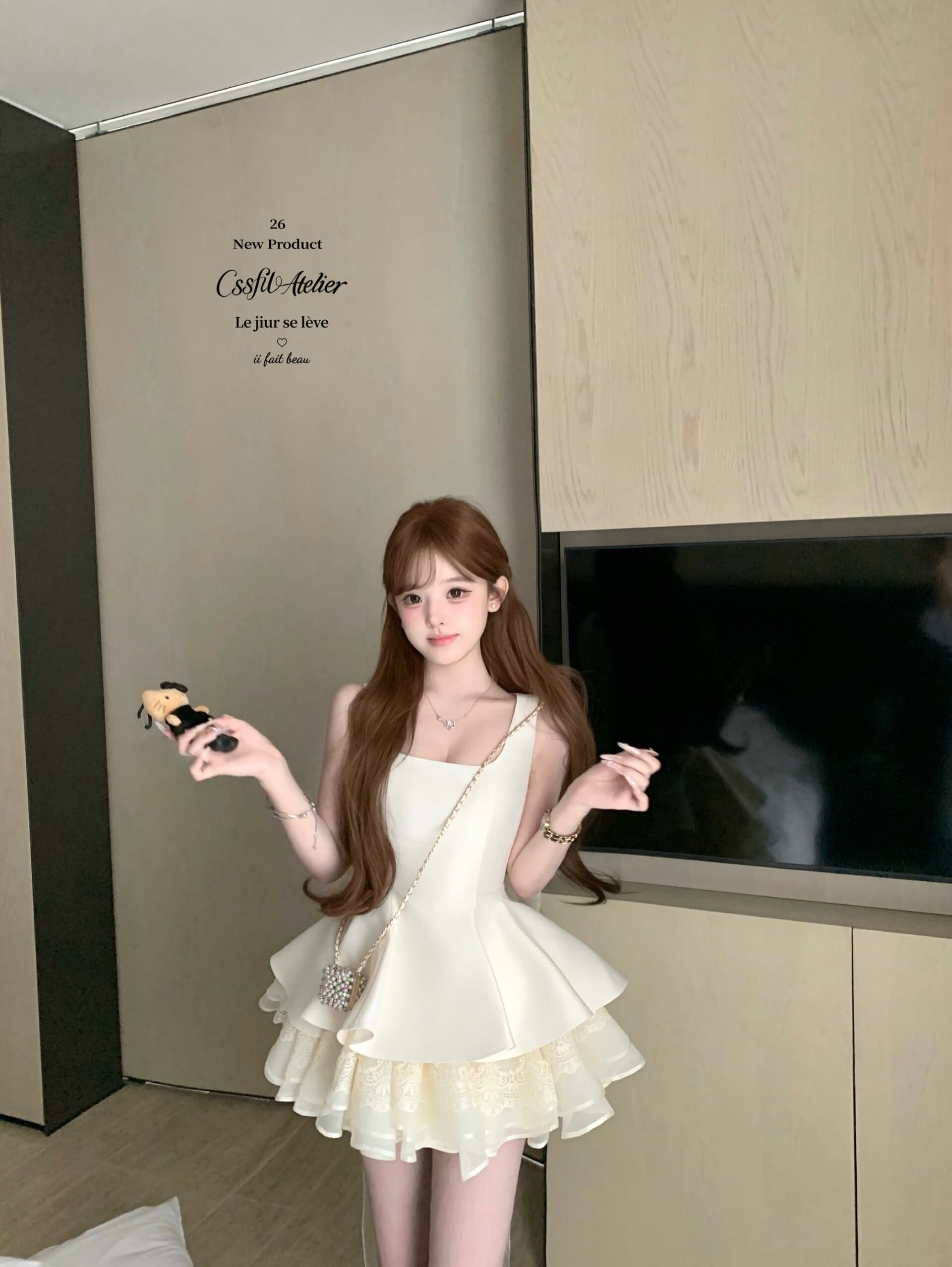 늦게 우산 우산 26 ss 파리 사랑 예약하기 무거운 작업 자오 이슬 생각하기 같은 단락 jor a 멜라루카 대 나비 매듭 드레스 상세 이미지 30