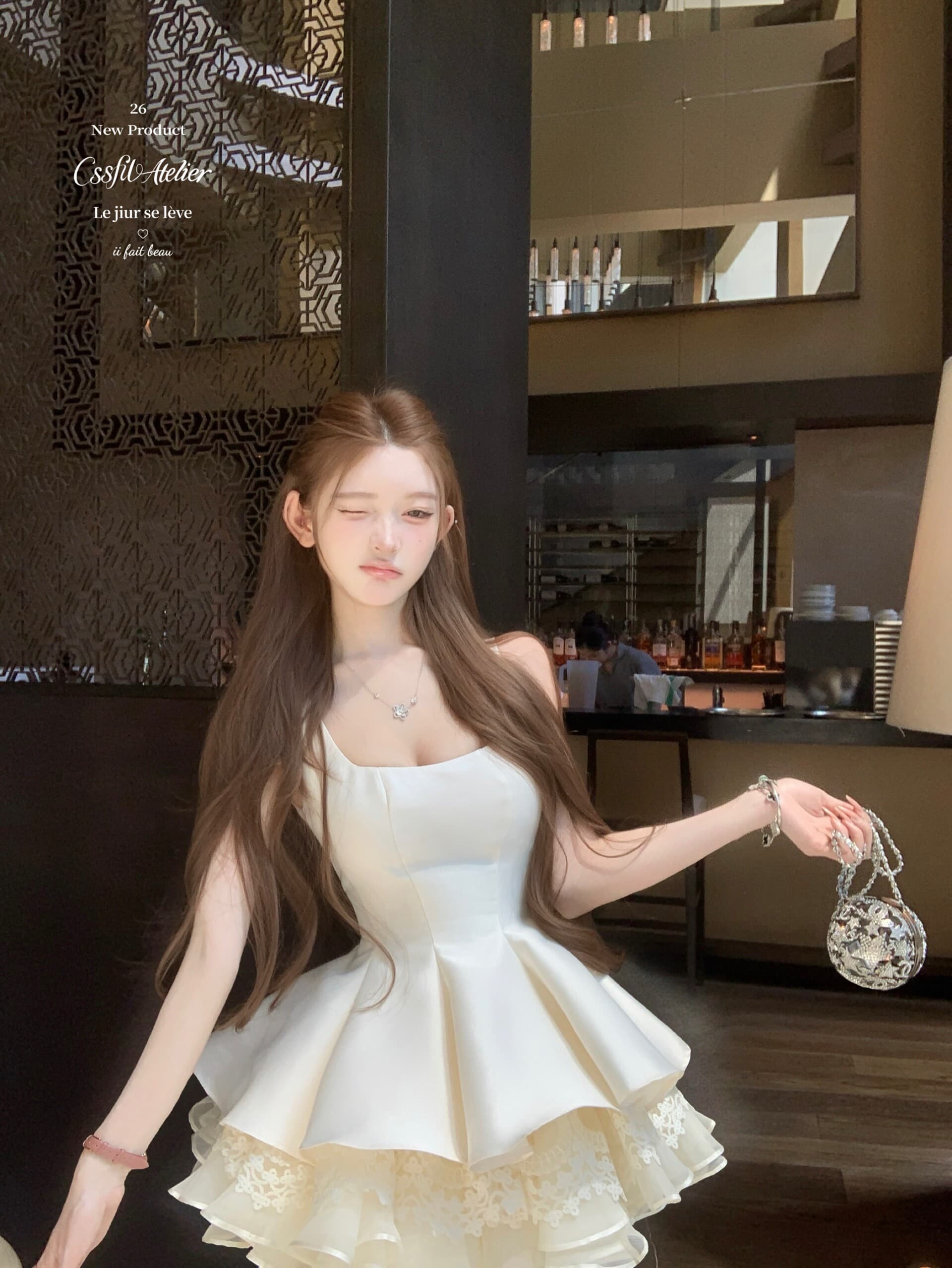늦게 우산 우산 26 ss 파리 사랑 예약하기 무거운 작업 자오 이슬 생각하기 같은 단락 jor a 멜라루카 대 나비 매듭 드레스 상세 이미지 34