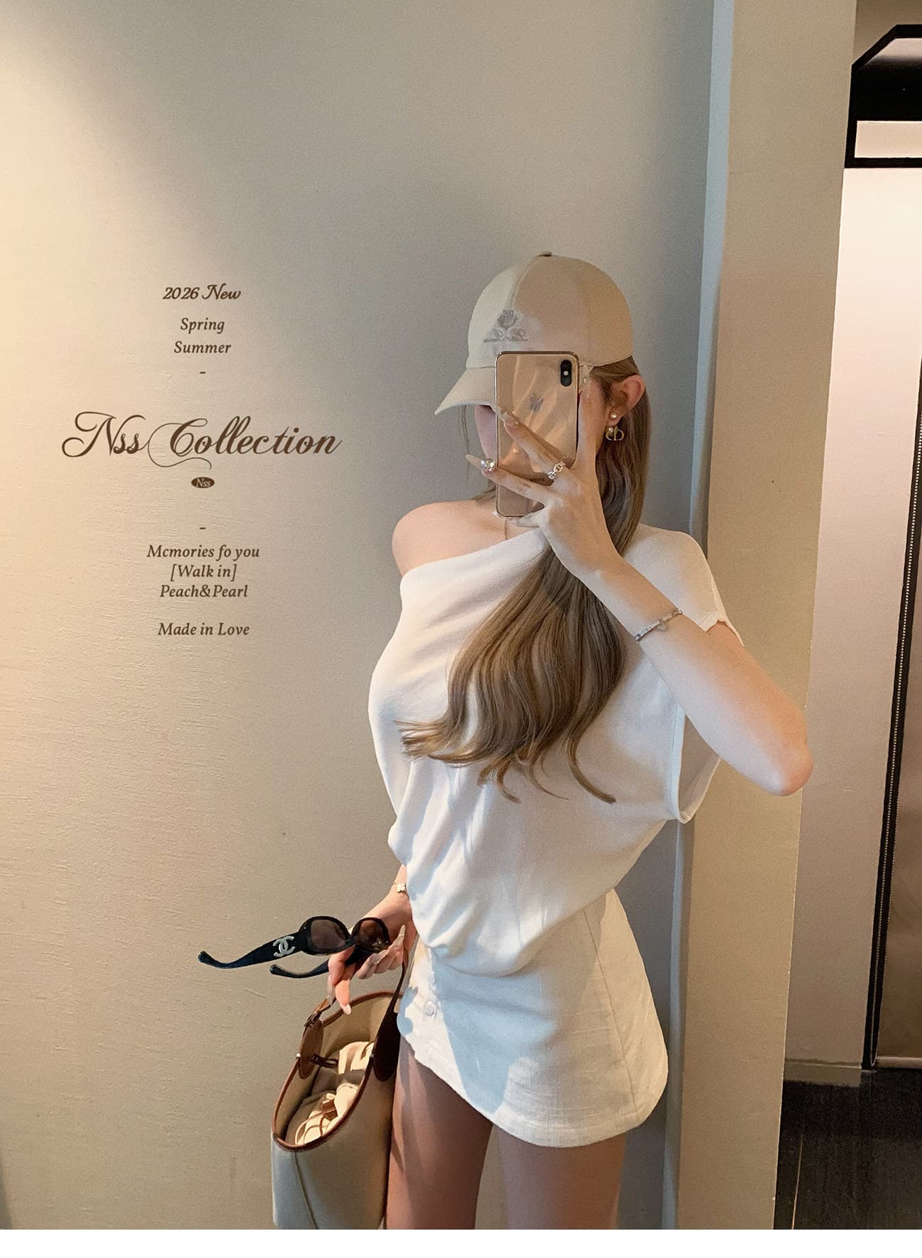 한 부서 새로운 여성 의류 외국 가스 세련된 품격 느긋한 바람 착용 가져 가라. 루즈핏 오프숄더 맨위 슬림해 보이는 미니 스커트 세트 상세 이미지 5