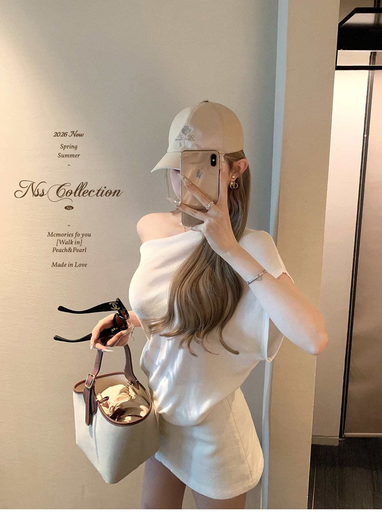 한 부서 새로운 여성 의류 외국 가스 세련된 품격 느긋한 바람 착용 가져 가라. 루즈핏 오프숄더 맨위 슬림해 보이는 미니 스커트 세트 상세 이미지 14