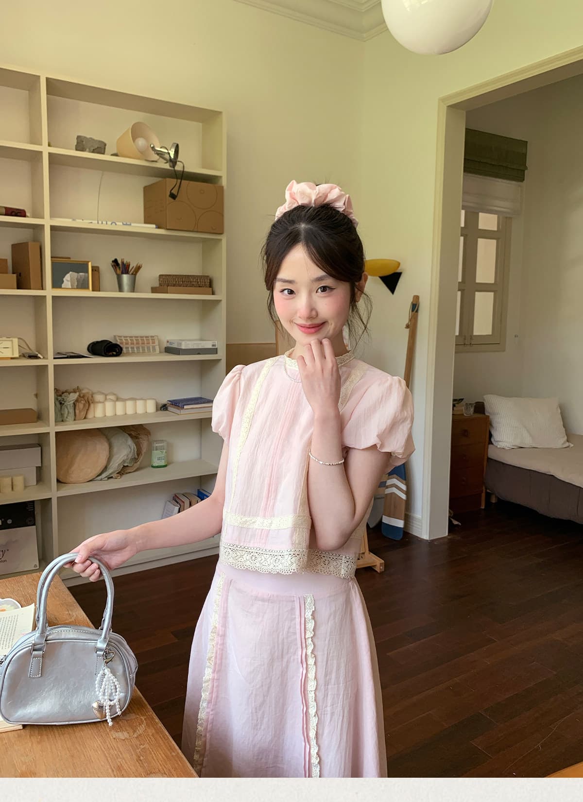mucha 나무 차 집어 들다 꿈 작 은 상자 달콤한 스타일 레이스 투피스 세트 반팔 맨위 소녀 센스 반신 치마 세트 상세 이미지 18